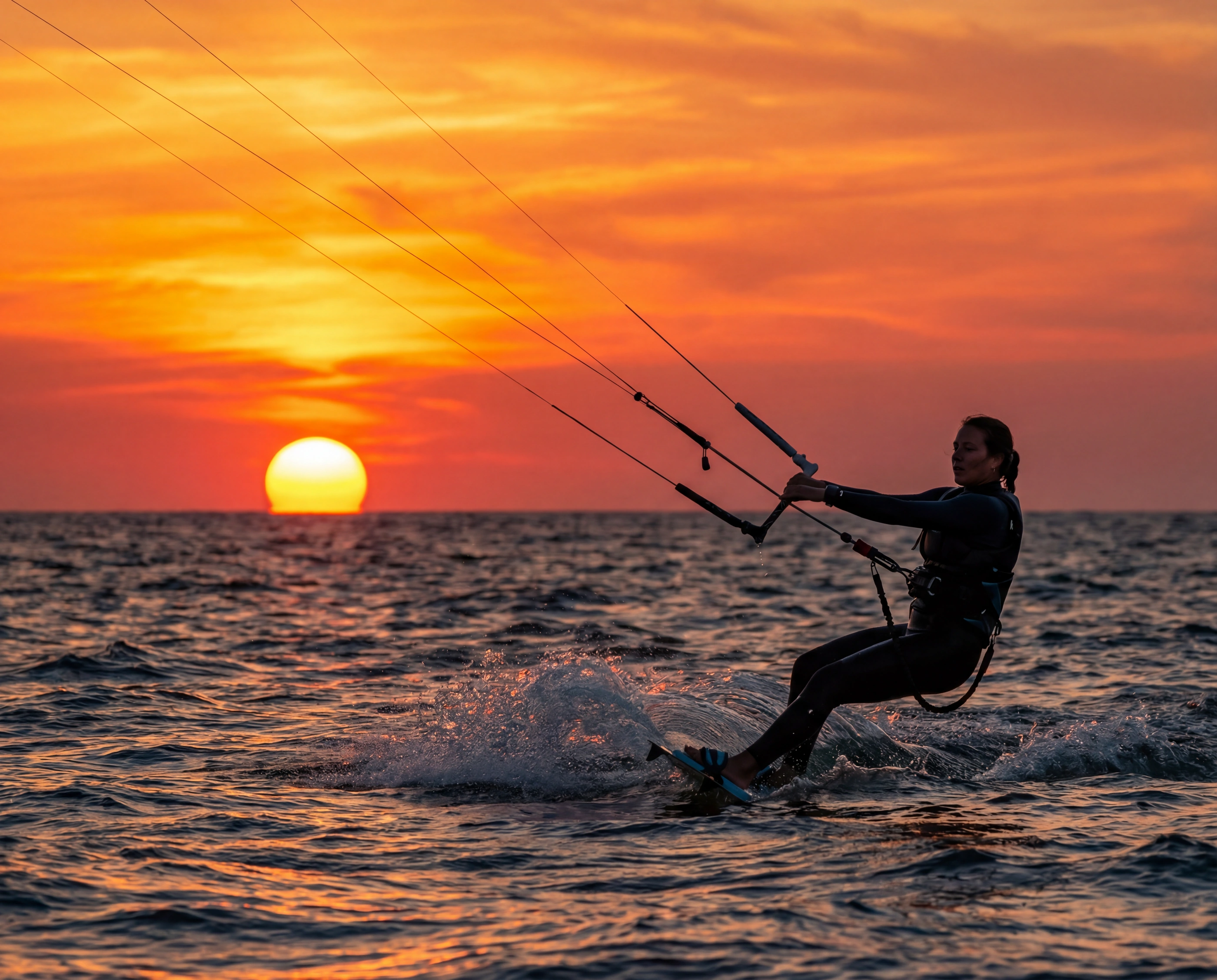 kitesurfer sunset silhouette