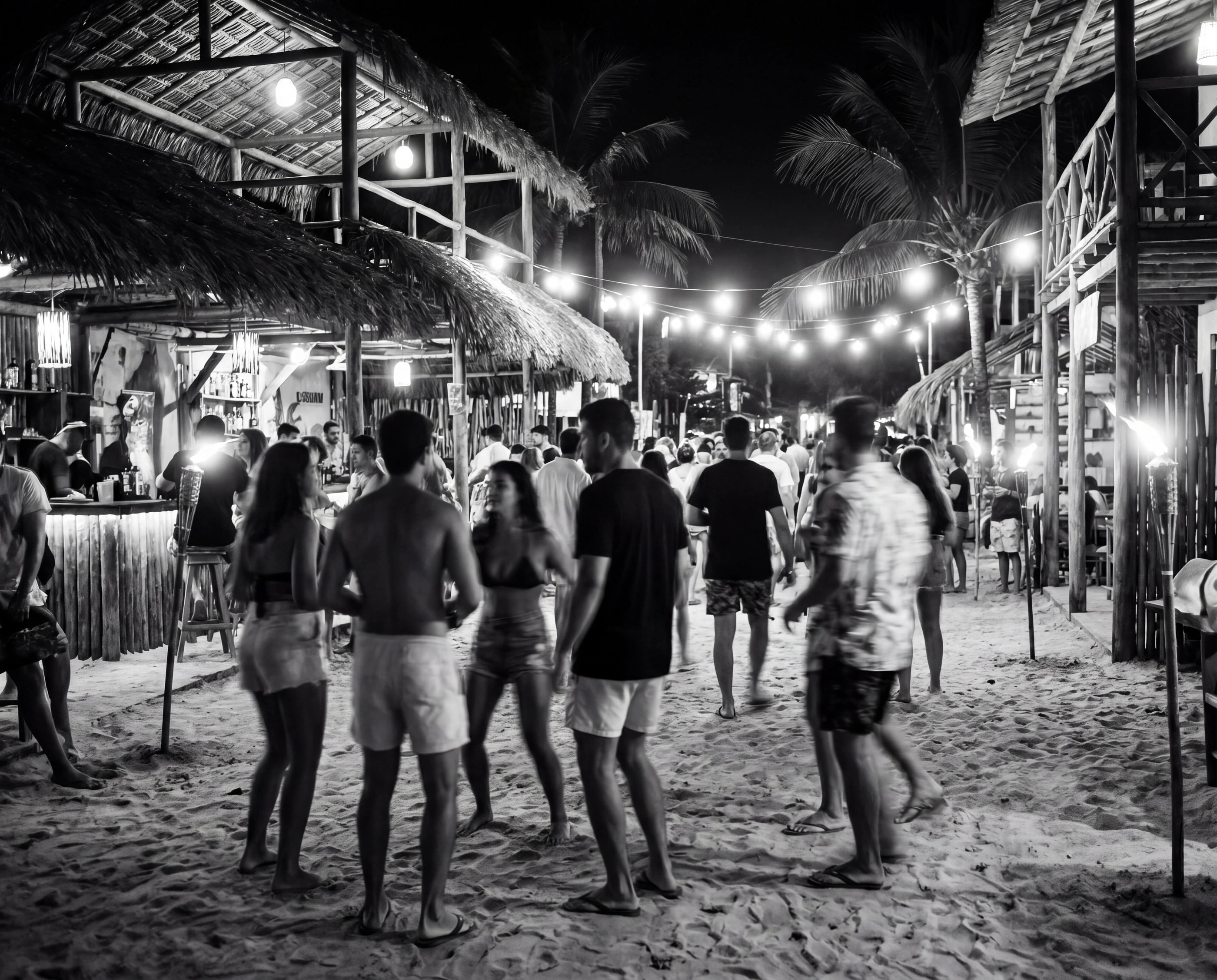 Black and white photograph of daily life in Jericoacoara.