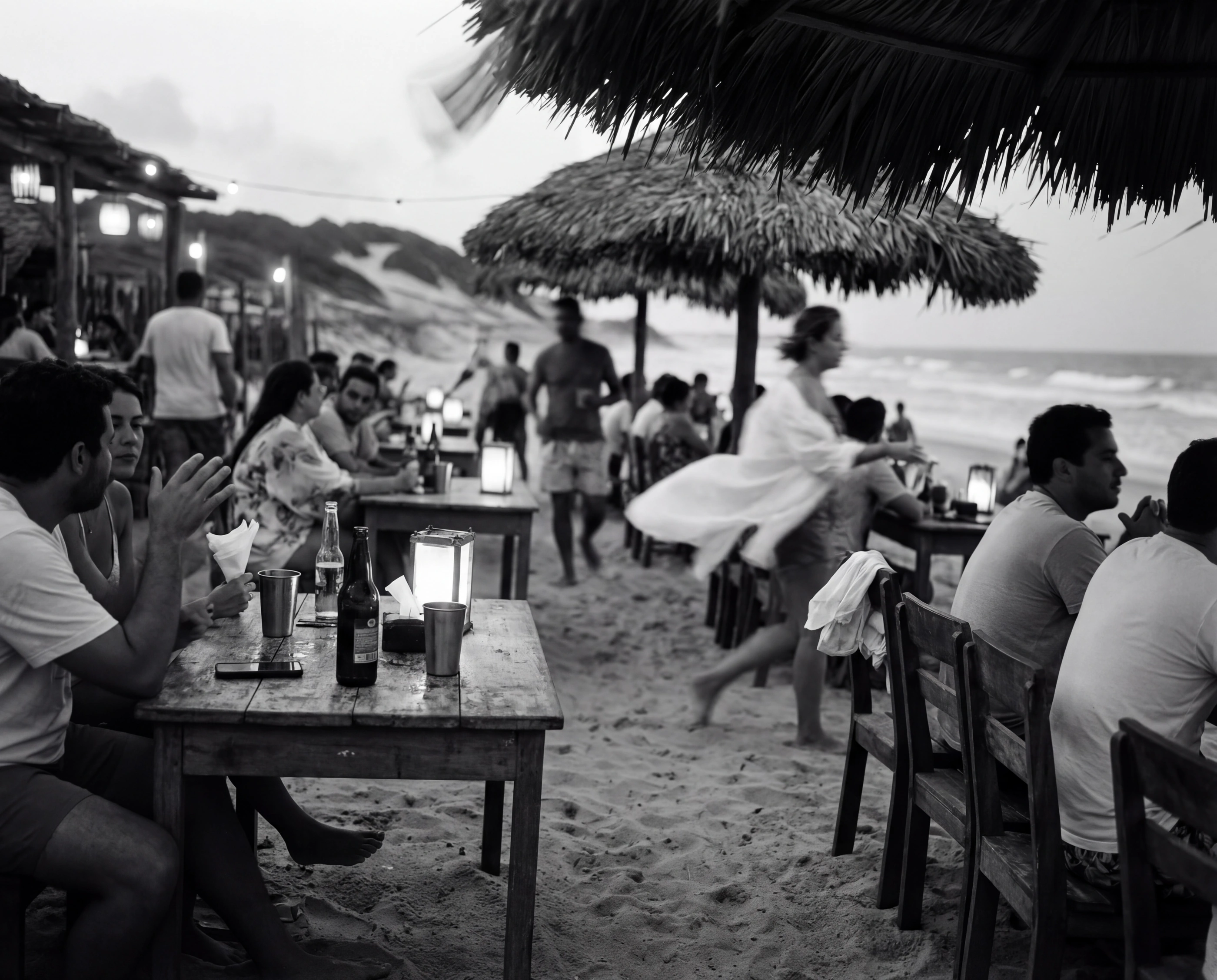 Black and white photograph of daily life in Jericoacoara.