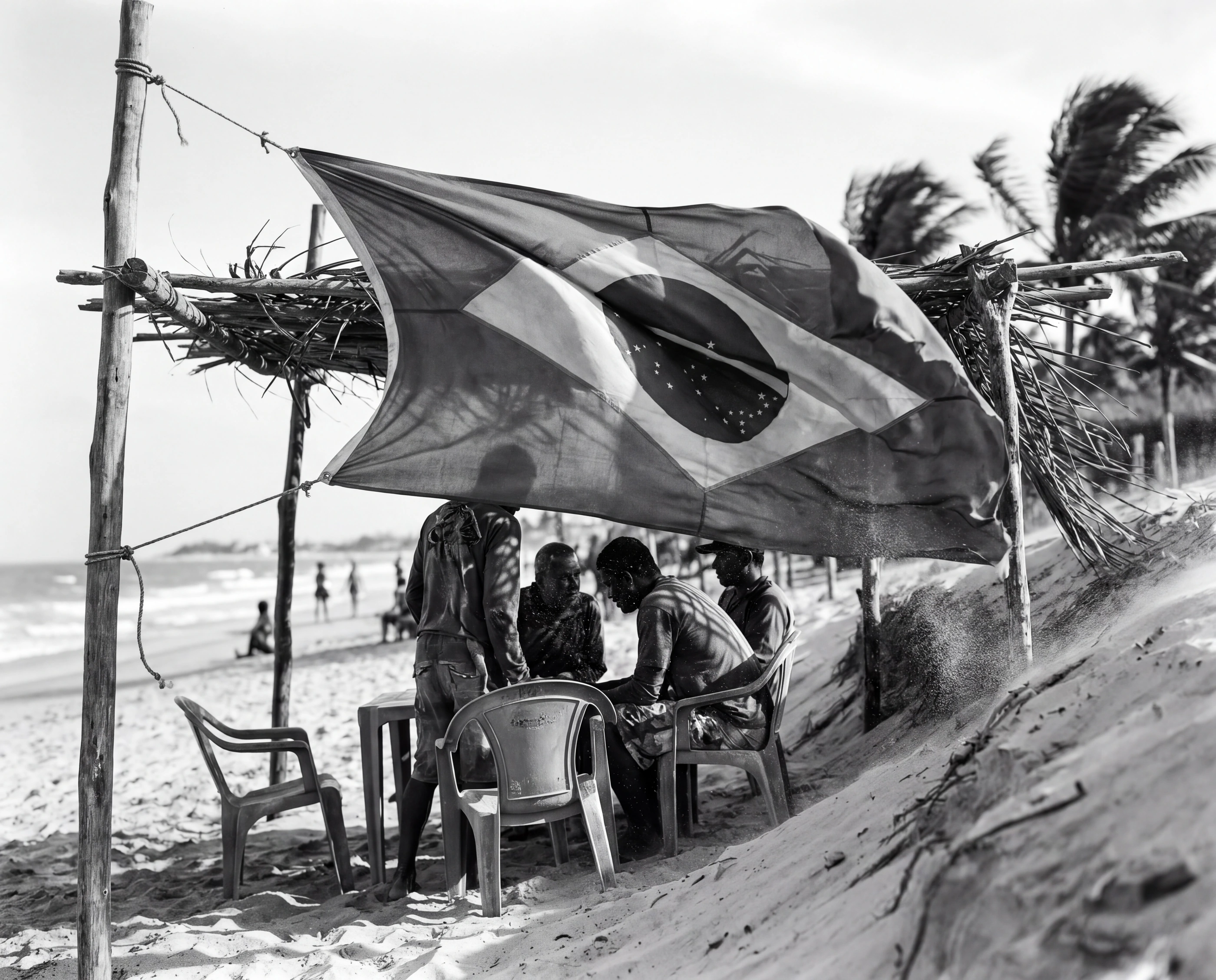 Black and white photograph of daily life in Jericoacoara.