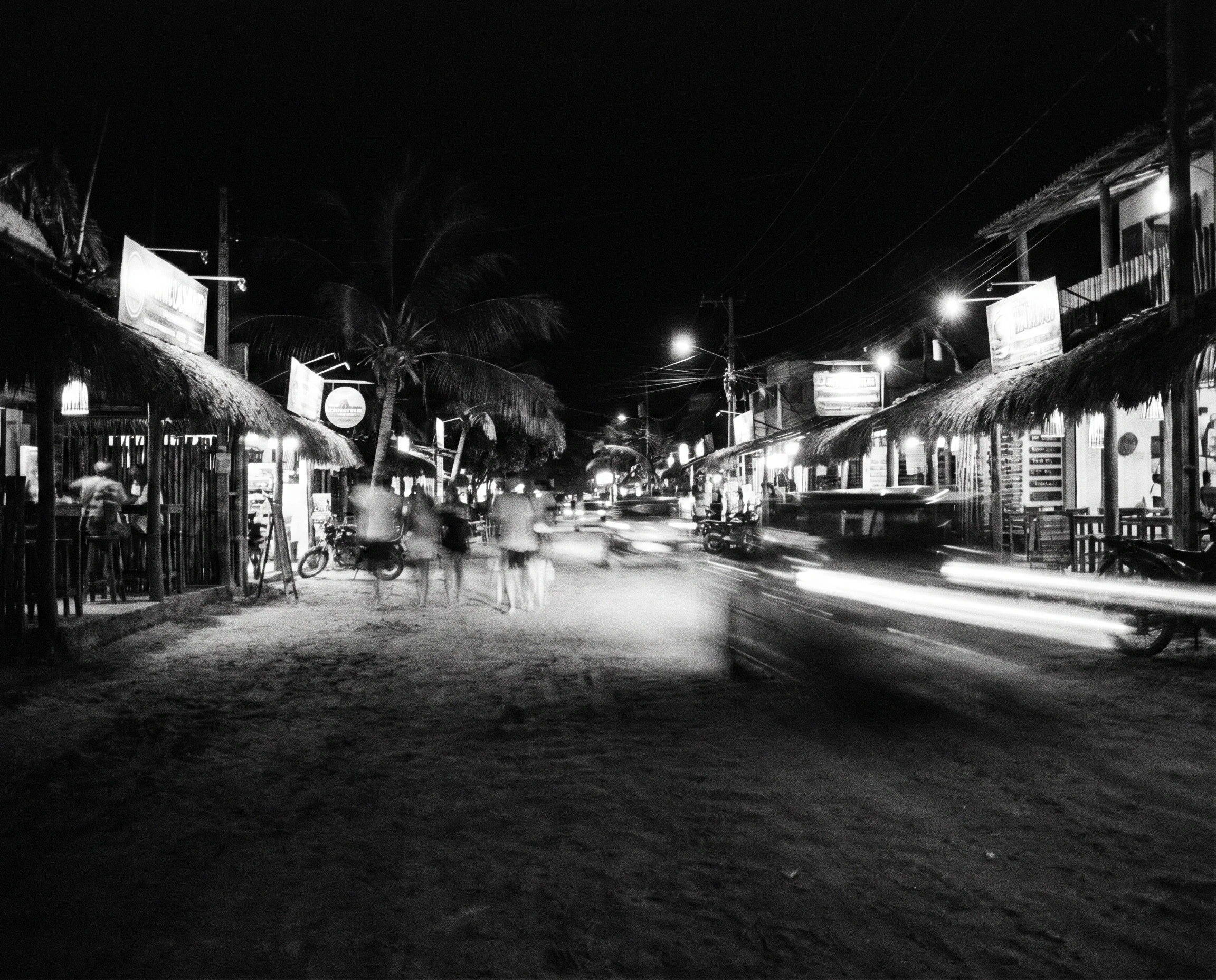 Black and white photograph of daily life in Jericoacoara.