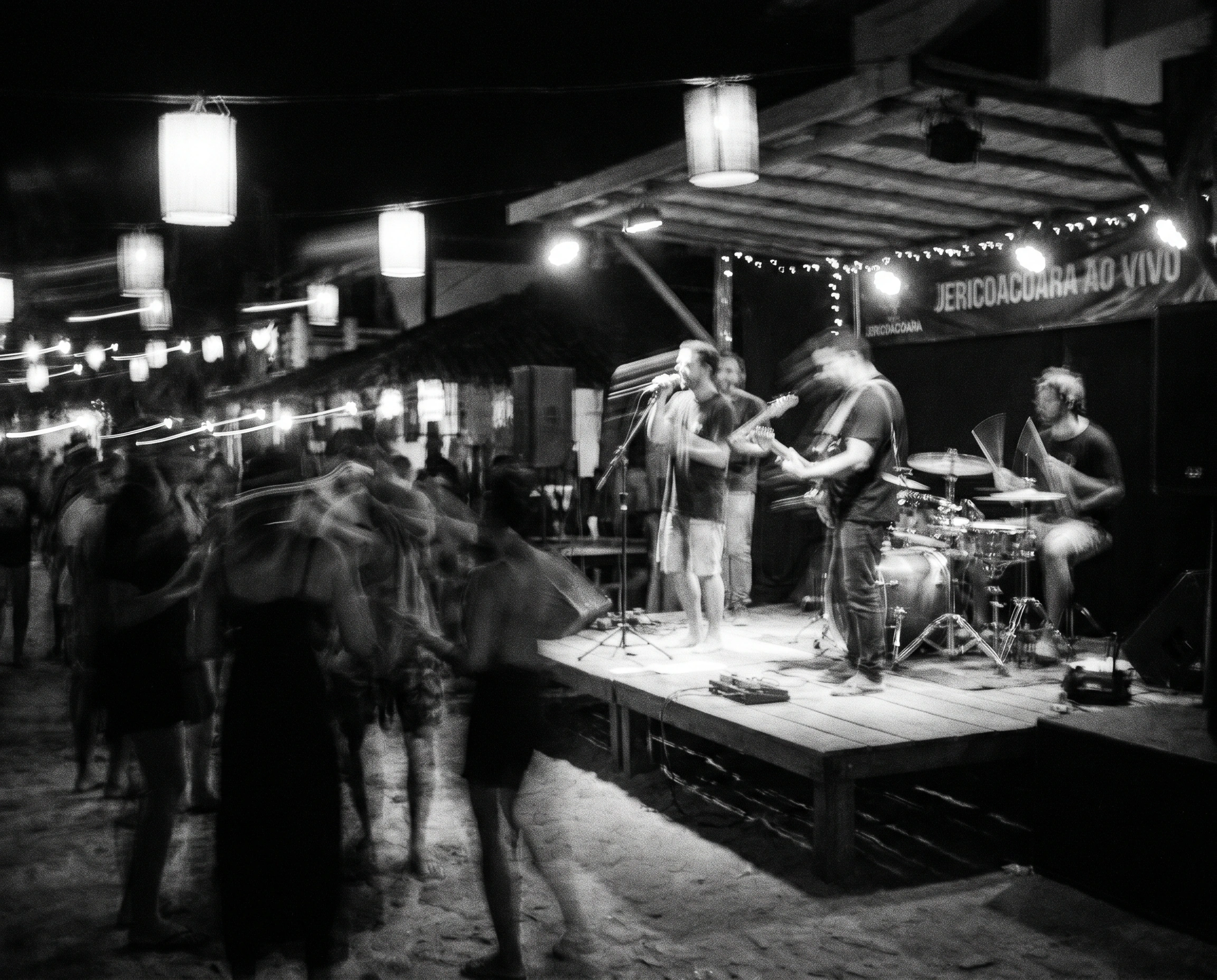 Black and white photograph of daily life in Jericoacoara.