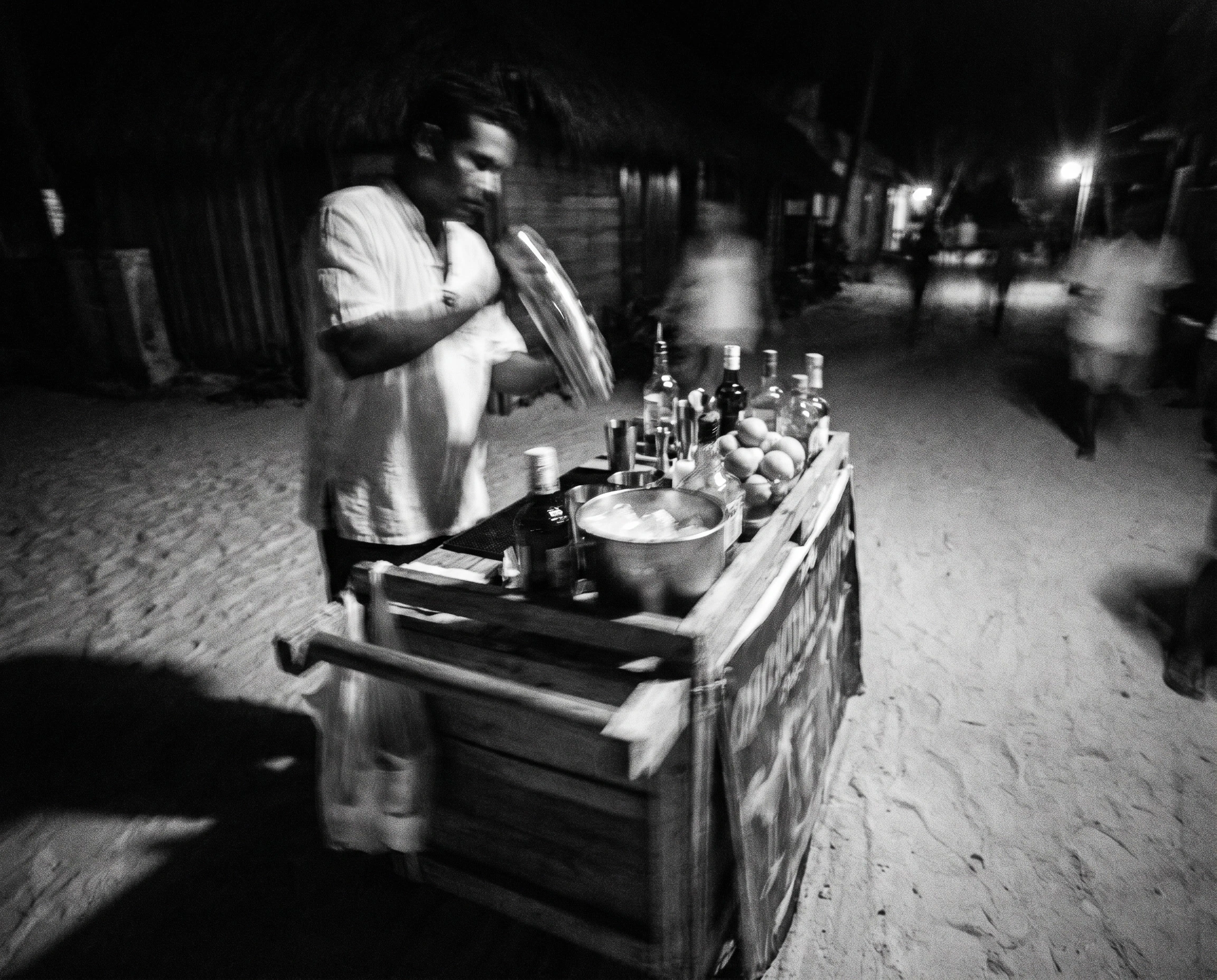 Black and white photograph of daily life in Jericoacoara.