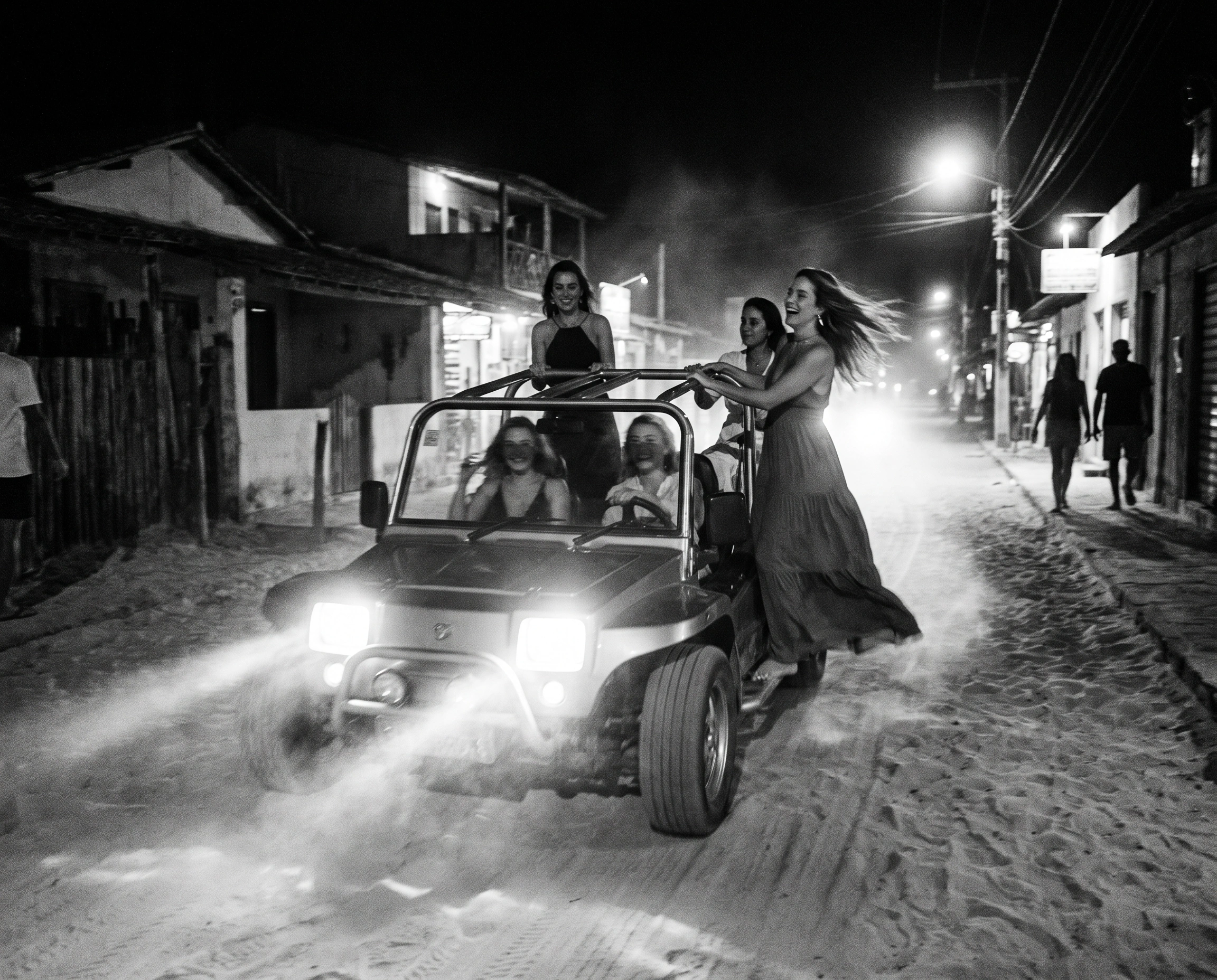 Black and white photograph of daily life in Jericoacoara.
