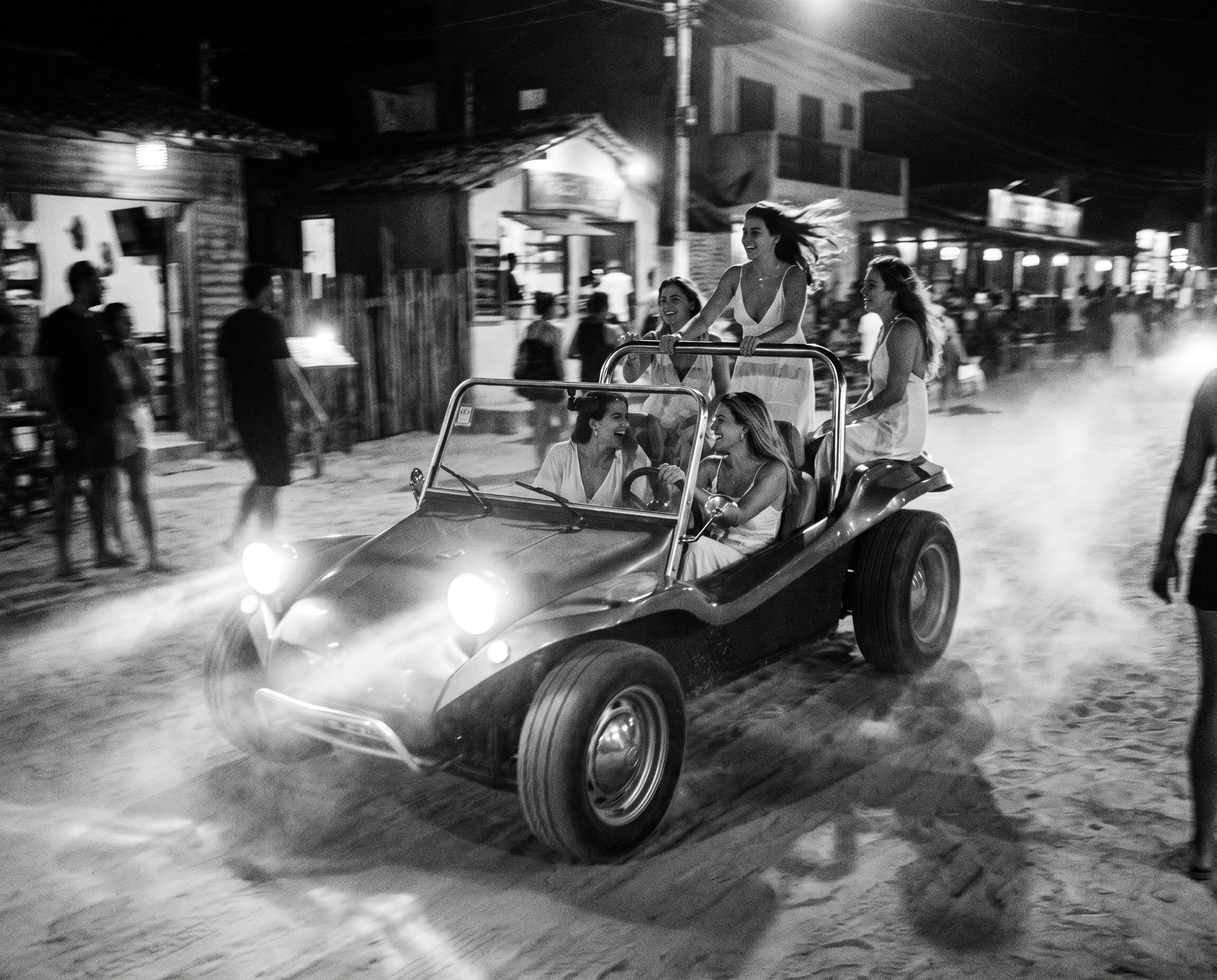 Black and white photograph of daily life in Jericoacoara.