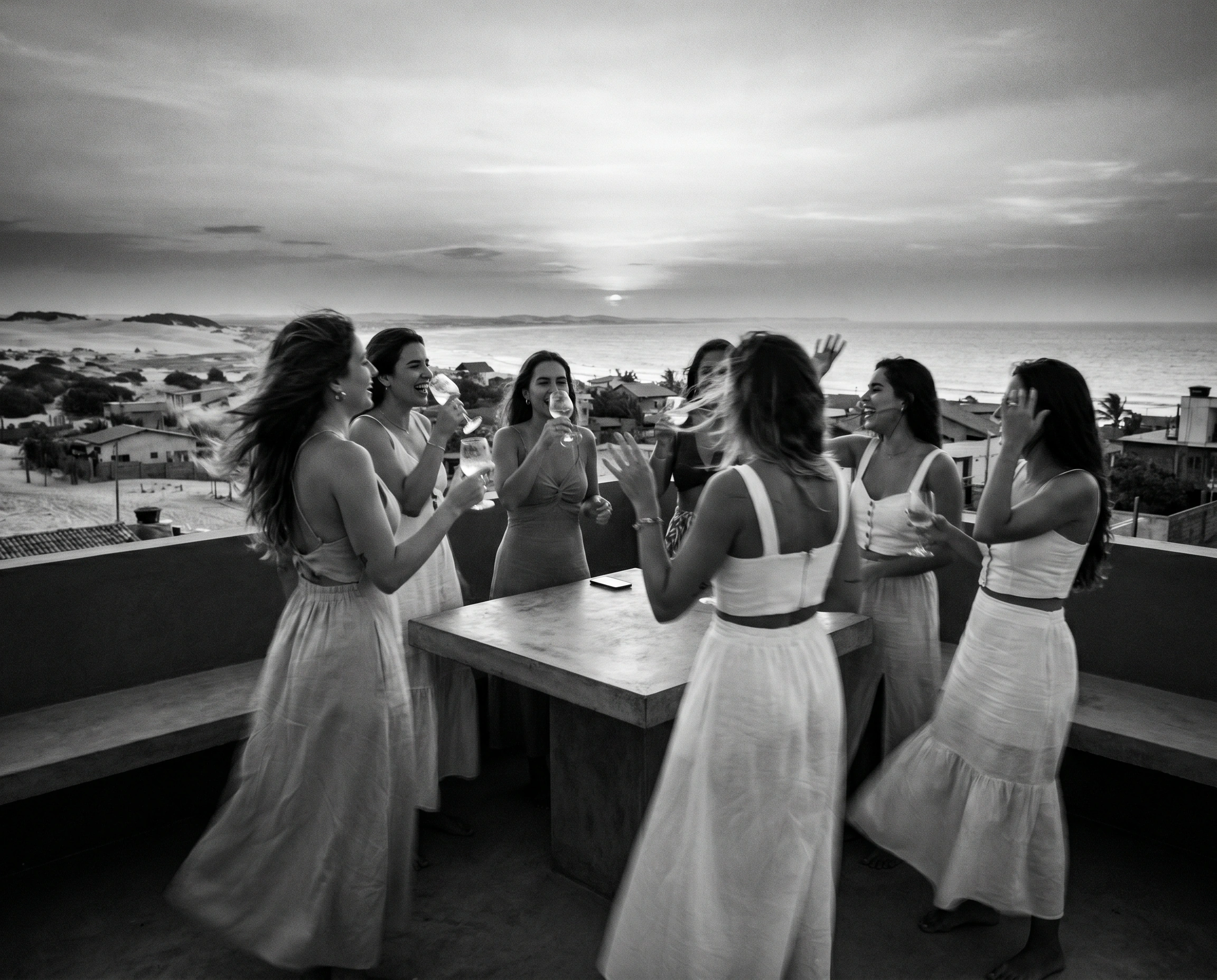 Black and white photograph of daily life in Jericoacoara.