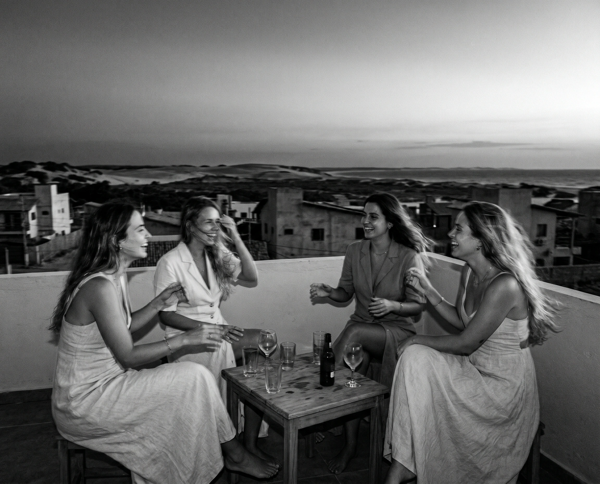 Black and white photograph of daily life in Jericoacoara.