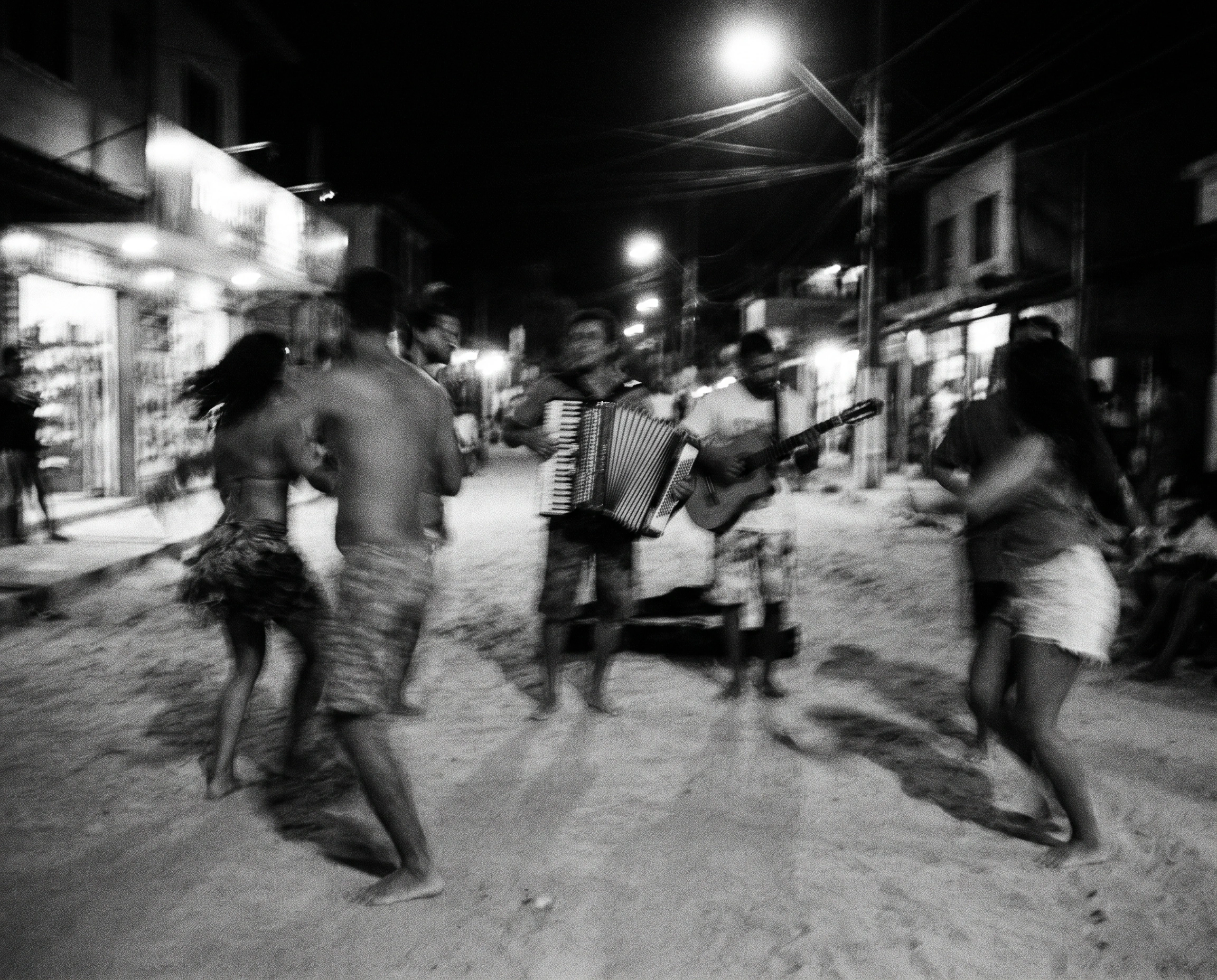 Black and white photograph of daily life in Jericoacoara.