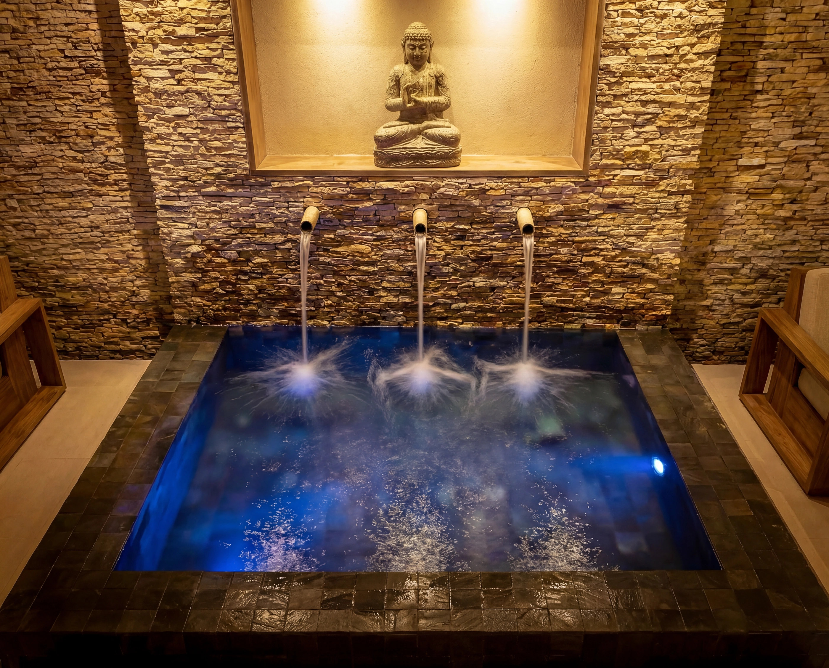 spa plunge pool three spouts buddha